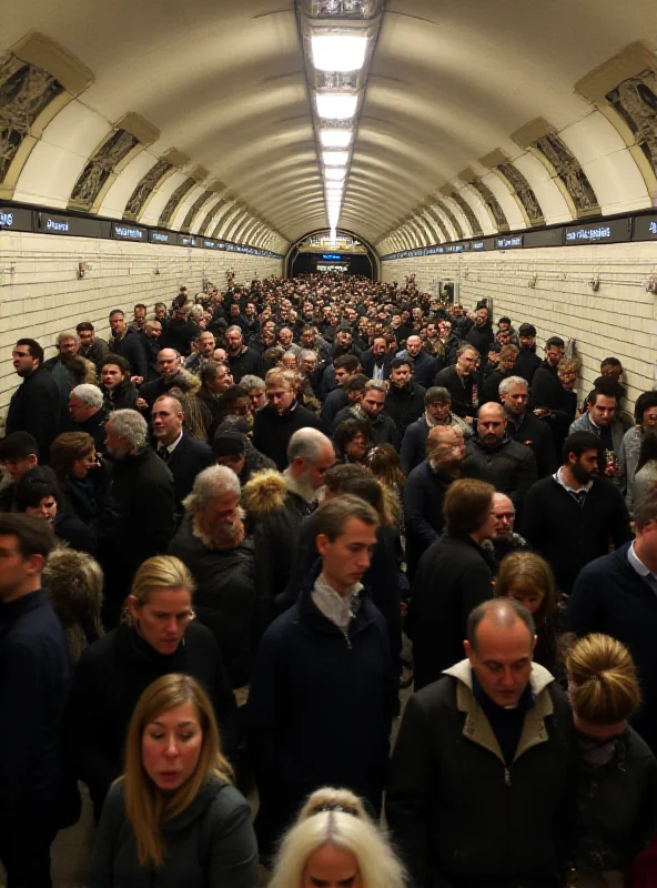 A crowded Paris metro station with diverse commuters.