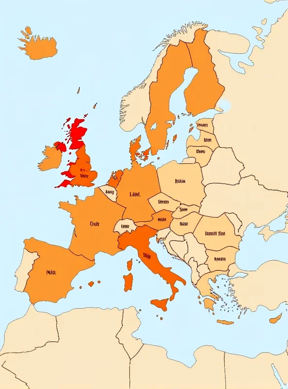 A map of Europe highlighting countries with nuclear capabilities.