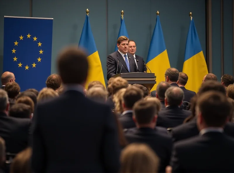 Volodymyr Zelensky addressing EU leaders in Brussels