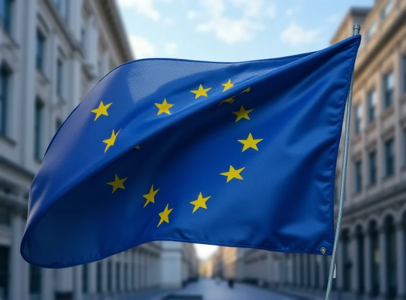 Illustration of European Union flag with electric car charging cable wrapped around it.