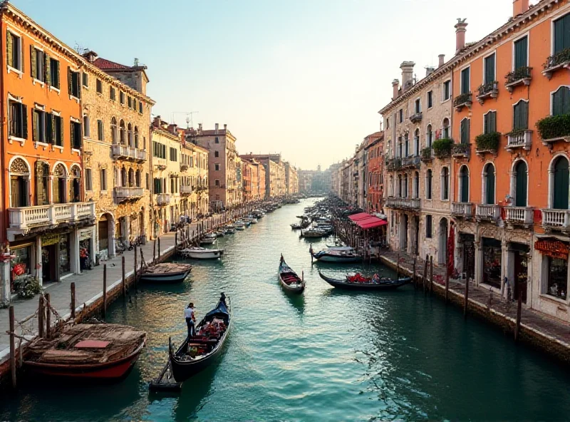 A panoramic view of Venice, Italy, with its iconic canals and architecture.