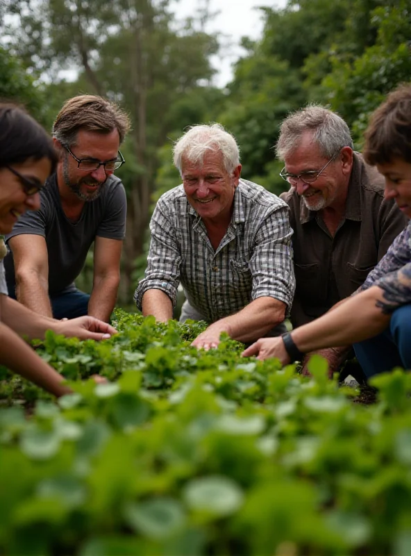 Diverse group of people working together on a community project.