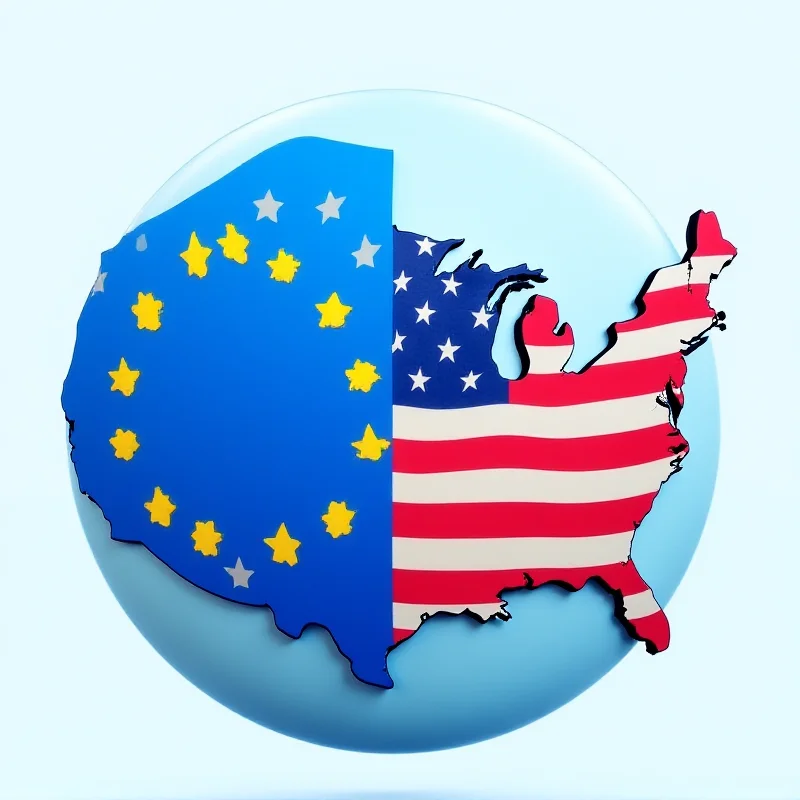 A globe with the EU and USA highlighted