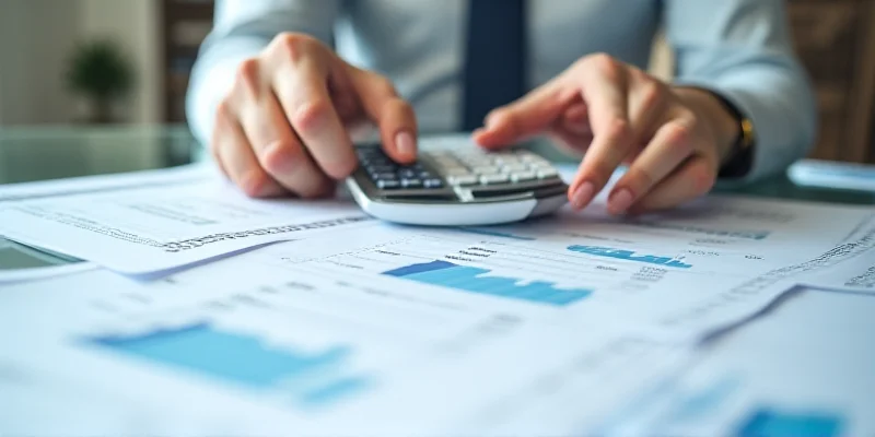 A person using a calculator and reviewing financial documents.