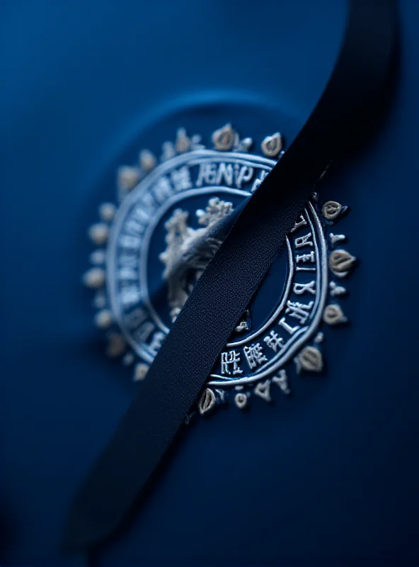 Image of Rangers team crest with a black ribbon symbolizing mourning.