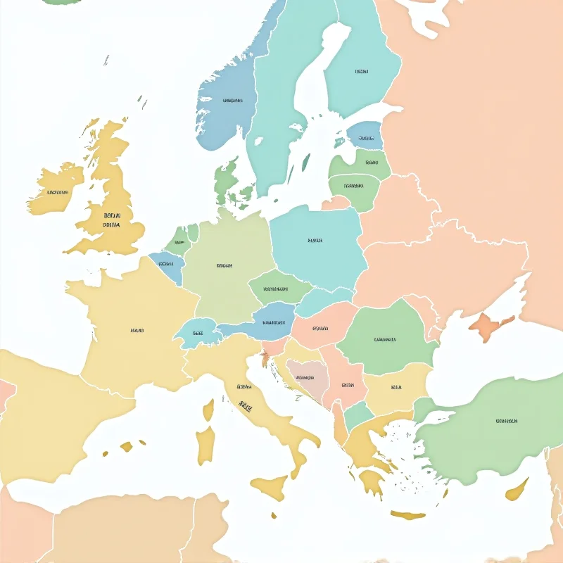 A map of Europe highlighting Ukraine in the context of surrounding countries, including Russia and other European nations, to emphasize its geographical and geopolitical significance.