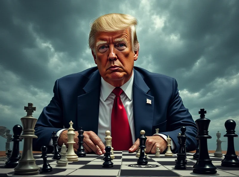 Illustration of Donald Trump playing chess with Ukraine as the chessboard.