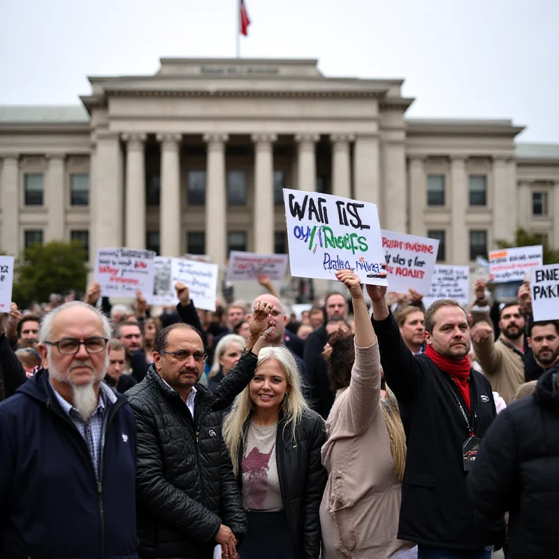 Protesters holding signs