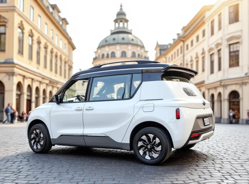 Sleek, modern design of the Kia PV5 electric commercial vehicle in a European city.