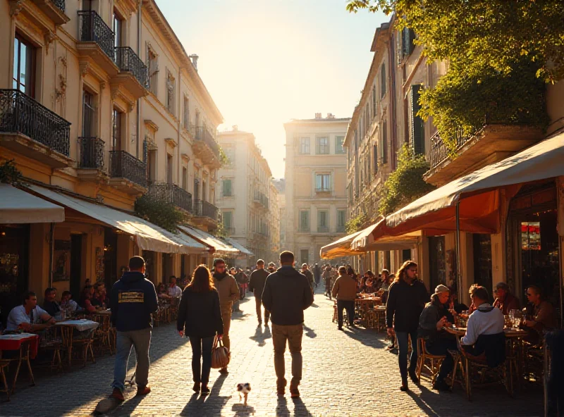 A bustling European city square with diverse people engaged in conversation and activities, symbolizing the proposed 'Square for Europe'.