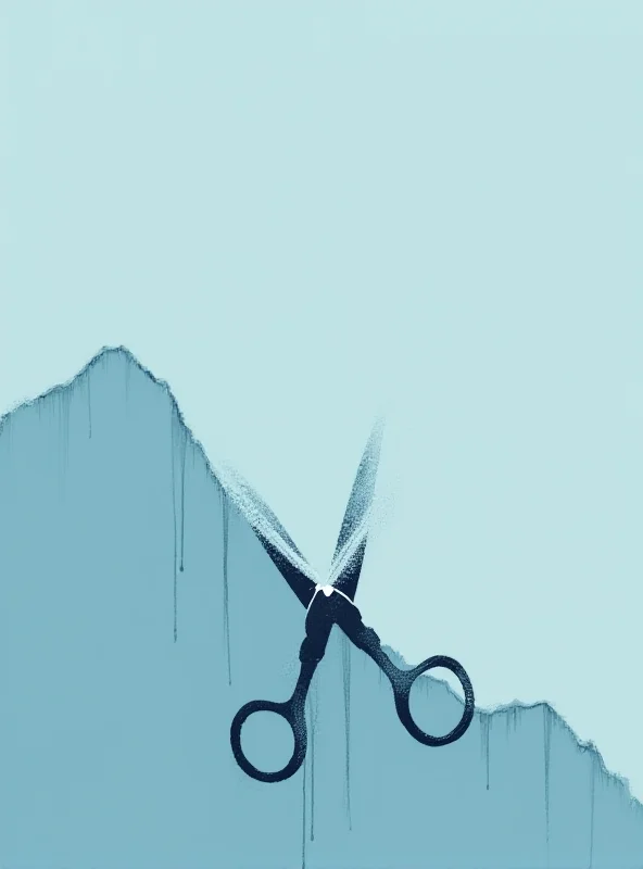 Illustration depicting deep spending cuts with a pair of scissors cutting a graph.