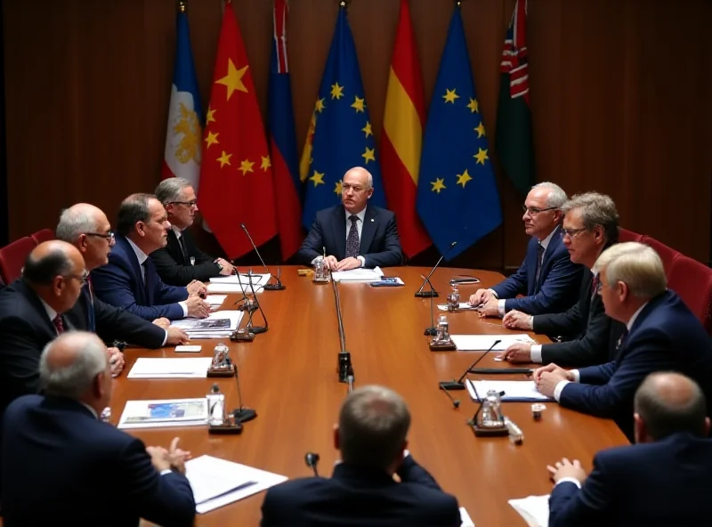 European leaders in a meeting discussing sanctions against Russia