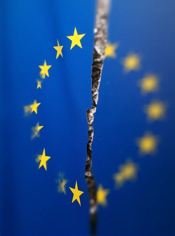 European Union flag with a crack running through it, symbolizing division.