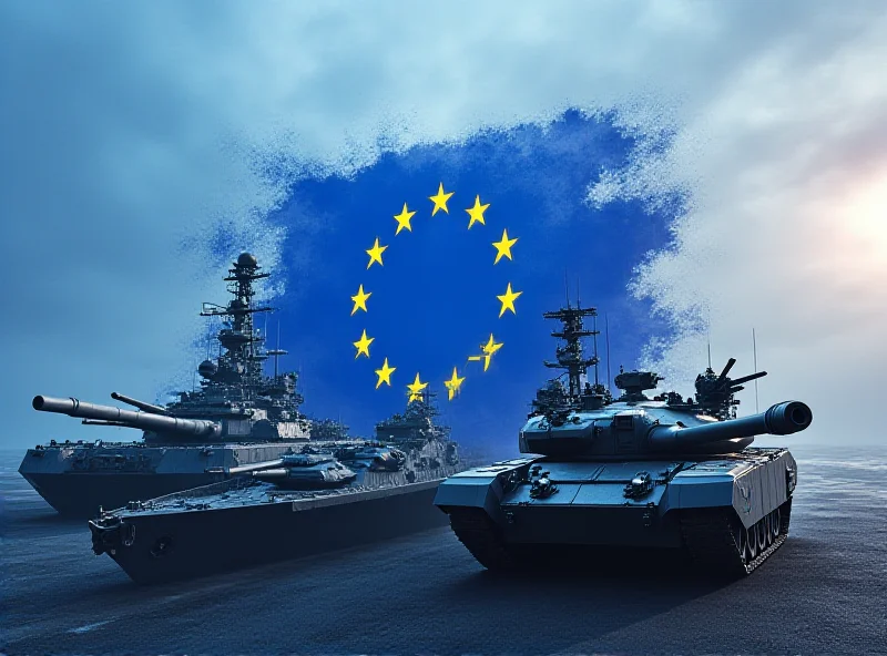 European flag with military equipment overlayed, symbolizing the need for skilled labor in the defense sector.