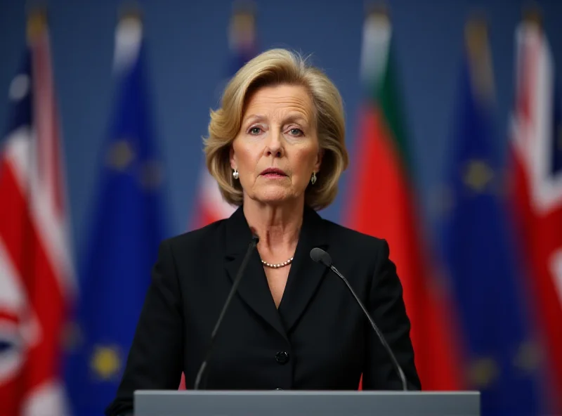 Ursula von der Leyen giving a speech about European security.