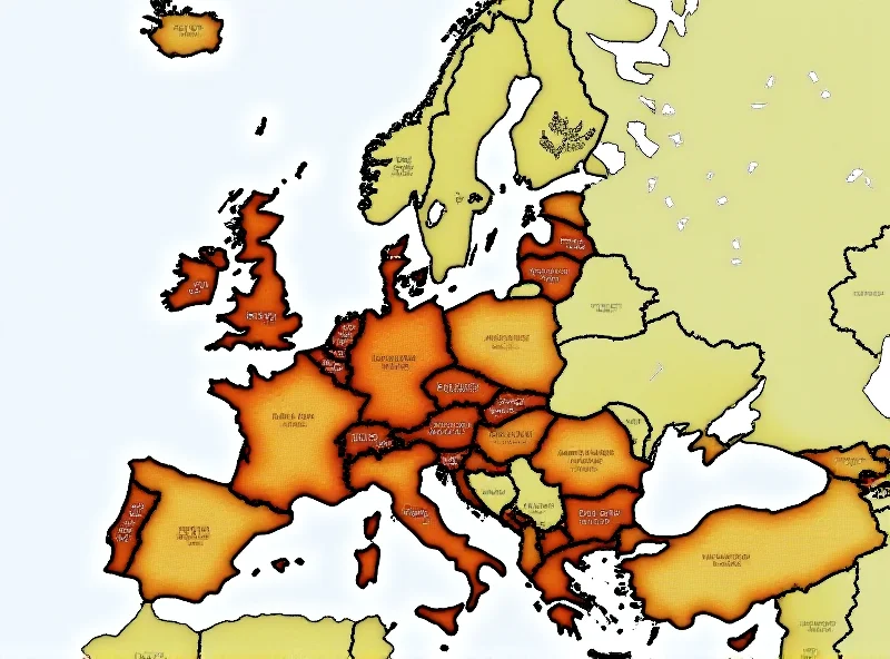 Map of Europe highlighting areas with PFAS contamination