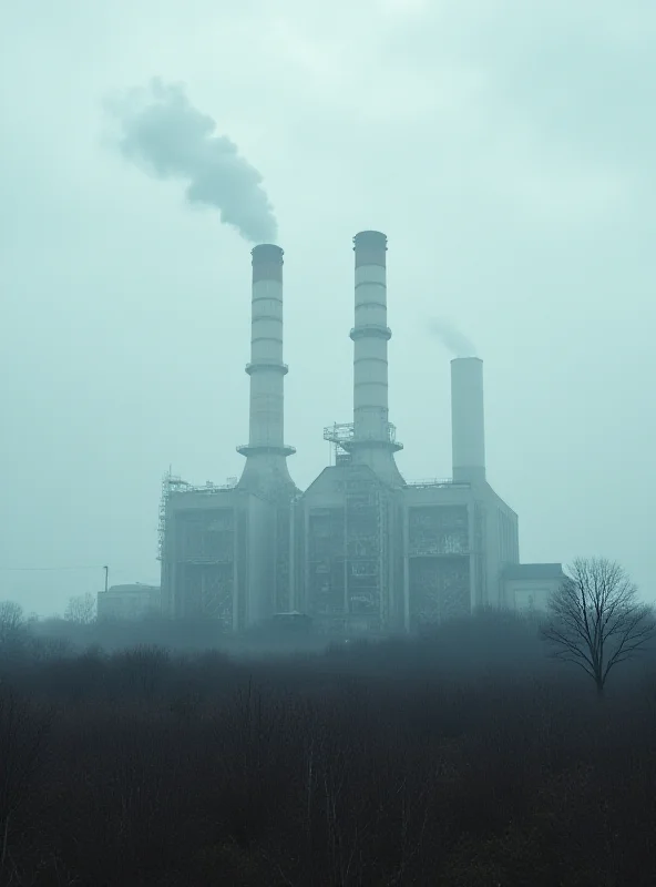 A factory with smokestacks against a cloudy sky, symbolizing European industry.