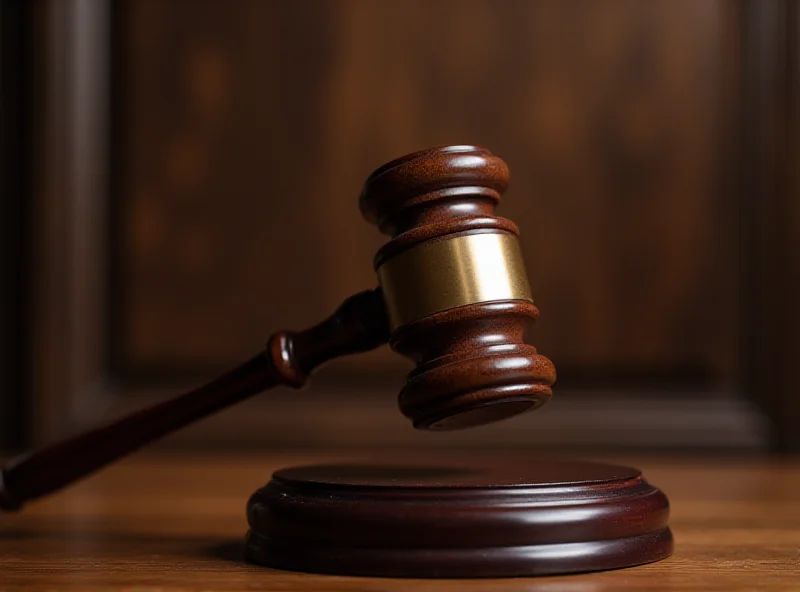 Gavel hitting a sound block in a courtroom, symbolizing justice