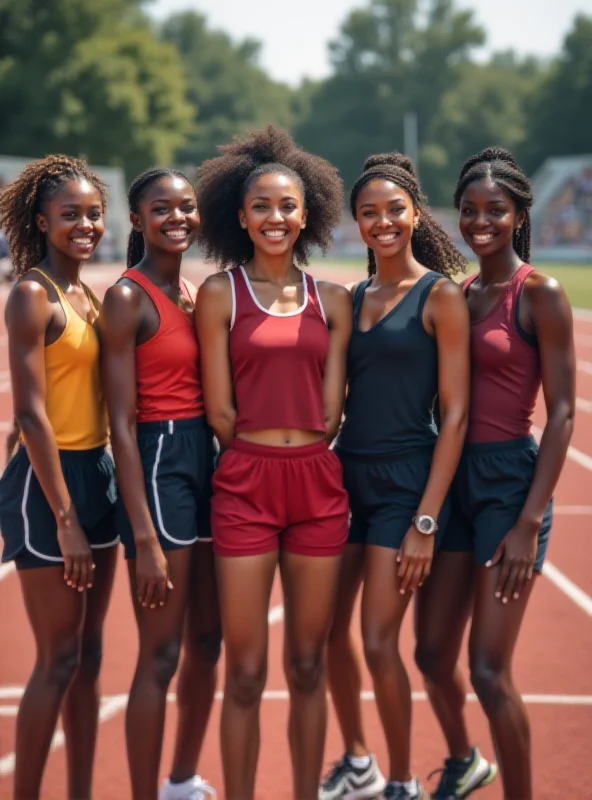 A diverse group of athletes standing together, symbolizing inclusion and sportsmanship.