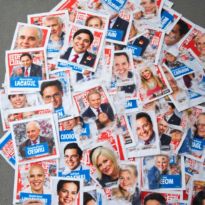 A pile of campaign posters and flyers for various political candidates in the Philippines