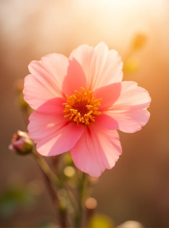 Close-up of a blooming flower with sunlight filtering through the petals.