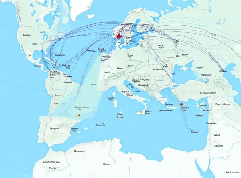 Map of undersea cables around Europe