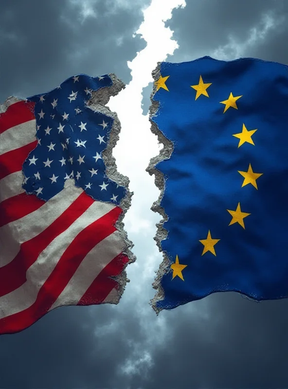 Illustration of a divided American and European flag