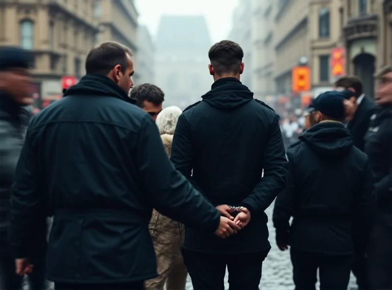 Police arresting a suspect in a European city.