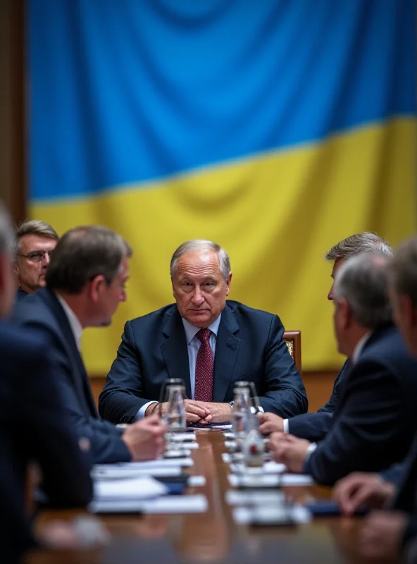 Photo of EU leaders at a summit in Brussels, with the Ukrainian flag displayed prominently.