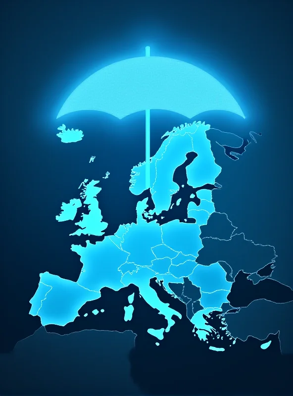 A stylized image of a nuclear umbrella over Europe