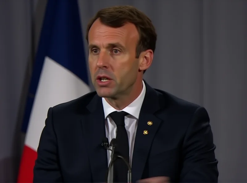 Emmanuel Macron speaking at a podium