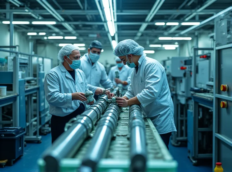 Missiles being manufactured in a factory