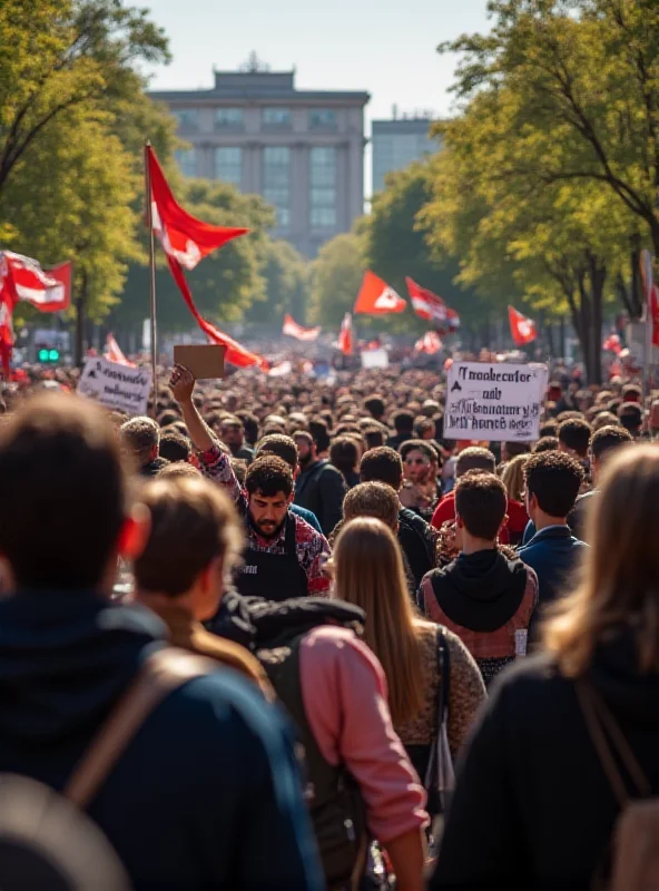 A protest scene with banners and signs, possibly related to the Rémi Fraisse case.