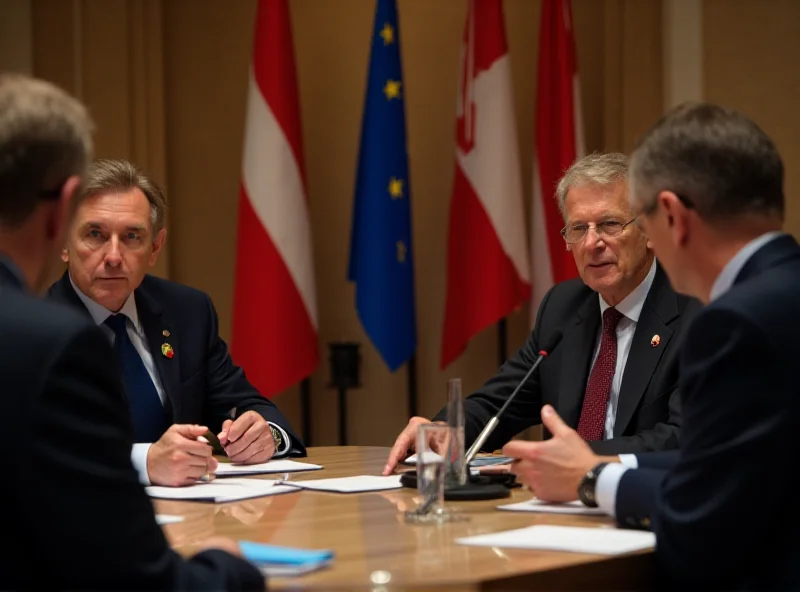 A meeting between European leaders, Czech, Slovak and Austrian presidents, discussing international relations and cooperation.