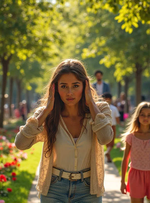 Illustration of a concerned parent looking for their child in a park setting