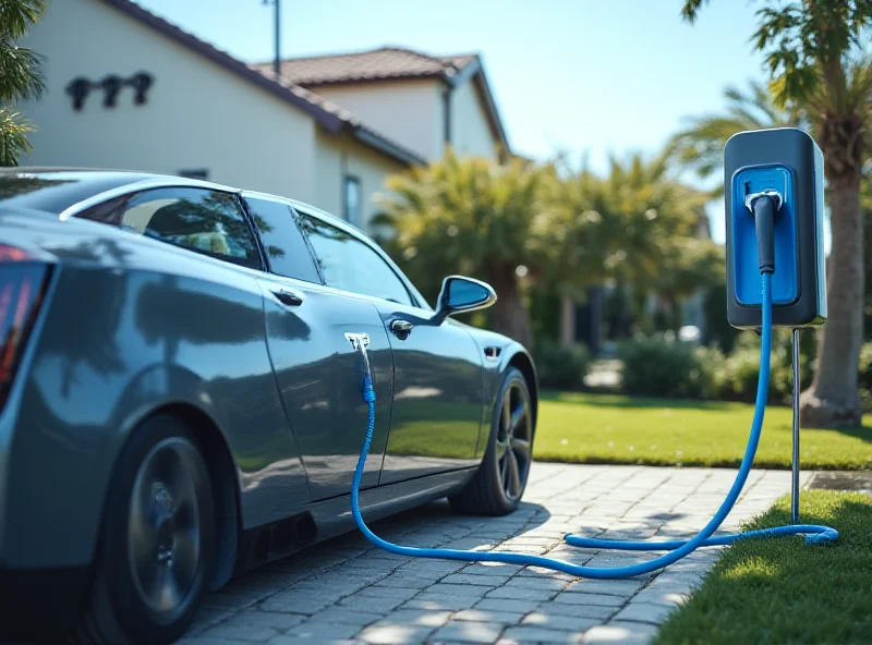 Electric car charging at a home charging station