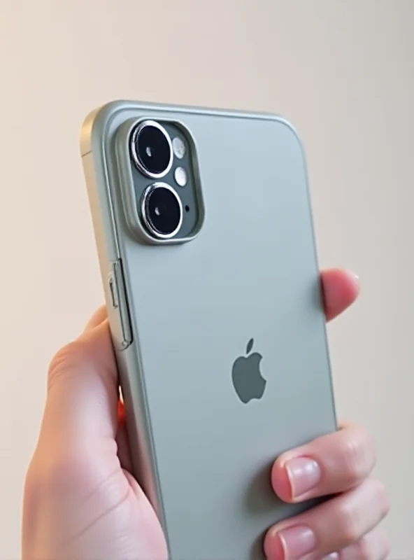 Close-up of the new iPhone 16e, highlighting its single-lens camera and sleek design.