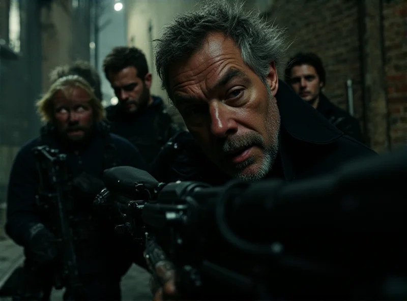 A dramatic scene from the television series FBI: Most Wanted, featuring a team of agents in tactical gear executing a raid in a dimly lit urban environment.