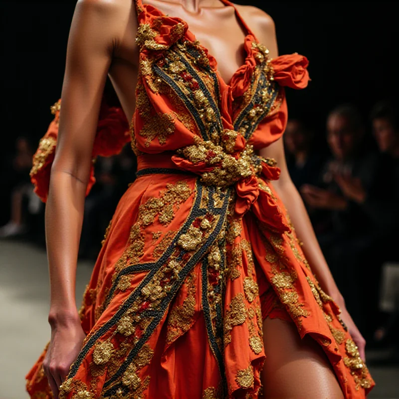 A Versace dress on the runway.