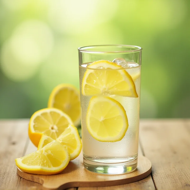 A glass of water with lemon slices, symbolizing hydration during fasting.