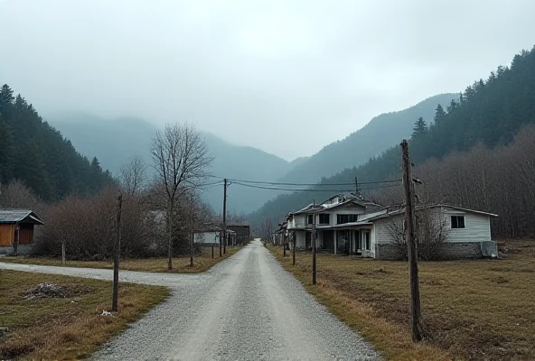 A desolate looking tourist village in North Korea, potentially the one recently closed by Kim Jong-un.