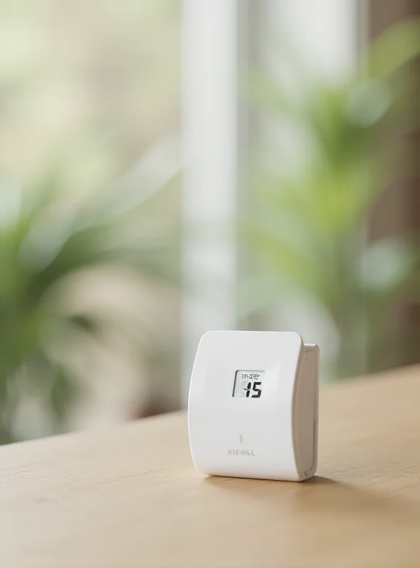 A close-up shot of the Ikea Timmerflotte temperature sensor, showcasing its compact design and minimalist aesthetic.