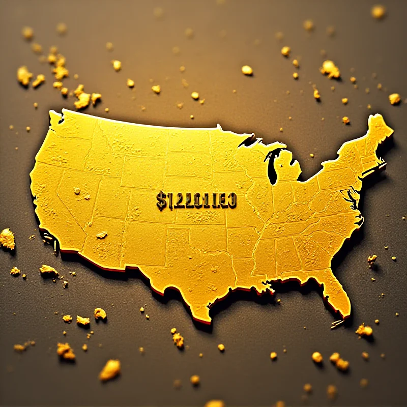 A golden credit card superimposed on a map of the United States, symbolizing the immigration gold card concept.