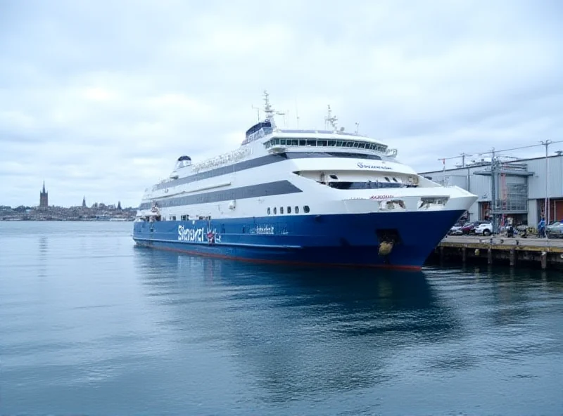 The Spirit of Tasmania IV docked at Leith, Scotland, with Edinburgh in the background.