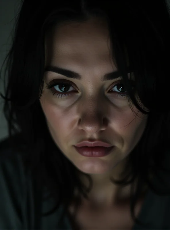 A close up portrait of a woman looking sad with tears in her eyes