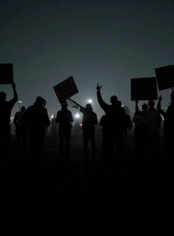 Silhouette of people protesting with signs, representing civic society.