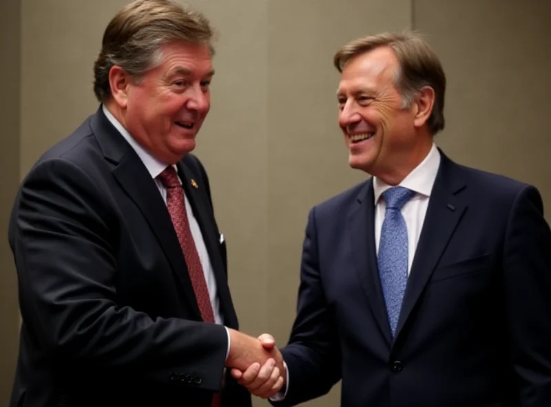 Peter Pellegrini shaking hands with Robert Fico.