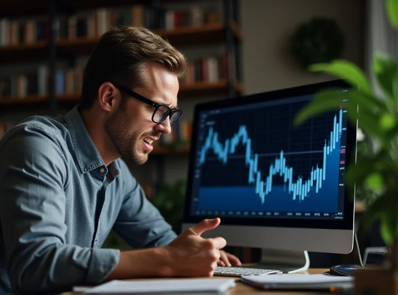 A person looking at a financial graph with a worried expression.