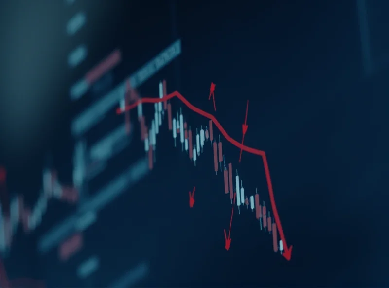 A graph depicting a sharp downward trend in a stock's value.