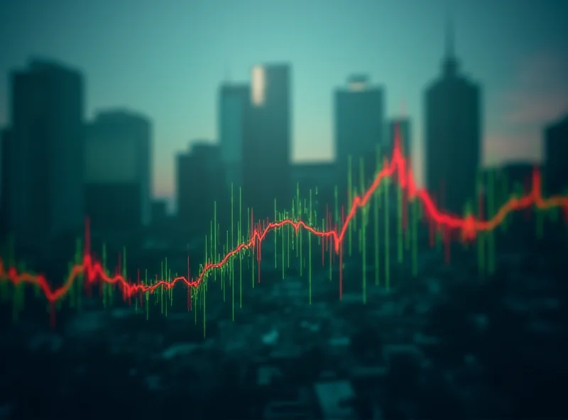 Chart showing stock market activity with upward and downward trends.